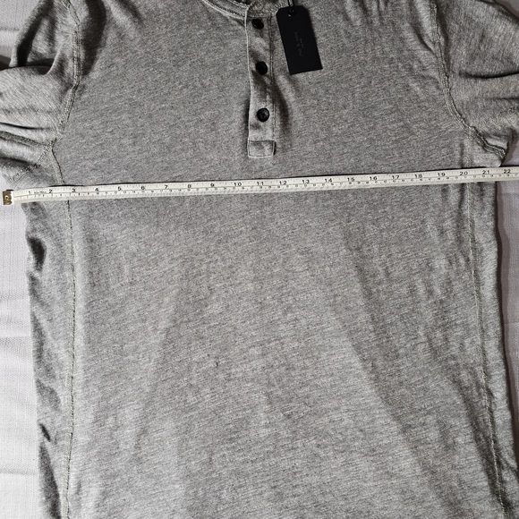 rag & bone Classic Henley Men's L Long Sleeve Shirt Grey Heather - Picture 7 of 13